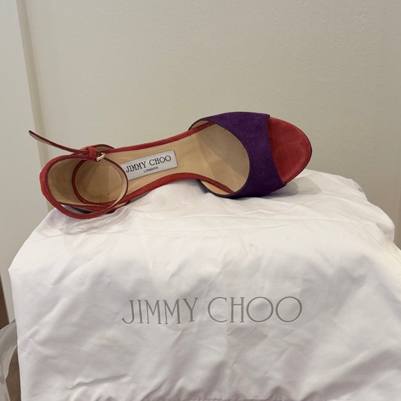 Jimmy Choo Purple and Red Strappy Platform Sandals